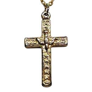 Vintage W.V. GRANT Cross Pendant Necklace Gold Plated Dove Christian